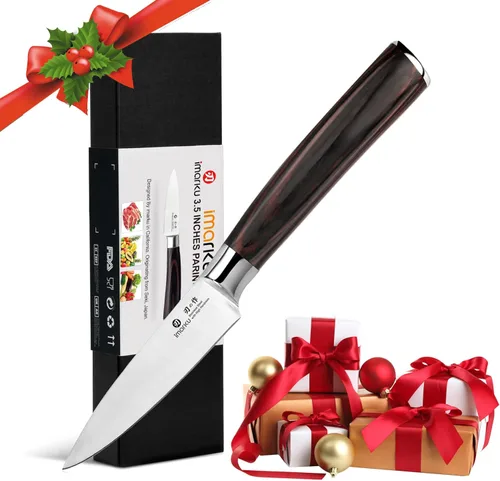 Miniatura 8 de imarku - Cuchillo de pelar, 3.5 pulgadas, cuchillos de cocina pequeños - Cuchillo de fruta de acero inoxidable japonés SUS440A, mango ergonómico