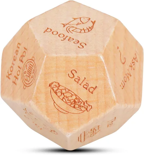 Miniatura 9 de Dados de madera para decisiones de alimentos para mujeres y hombres, regalos de cumpleaños de aniversario para novio, novia, dados divertidos