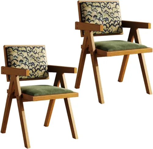 Miniatura 12 de YVYKFZD Juego de sillas de comedor de madera maciza, sillas de cocina sin brazos, silla de comedor tapizada con respaldo, sillón de terciopelo