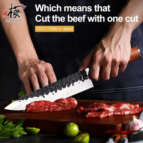 Miniatura 3 de Cuchillo de chef de cocina de 8 pulgadas, cuchillo afilado alemán de acero inoxidable de alto carbono, cuchillo de carne profesional con mango