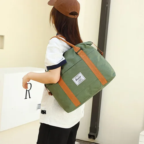 Miniatura 4 de Bolsa de viaje para artículos personales, bolsas de gimnasio expandibles, bolsas de lona para deportes y viajes de fin de semana, Verde, Grande
