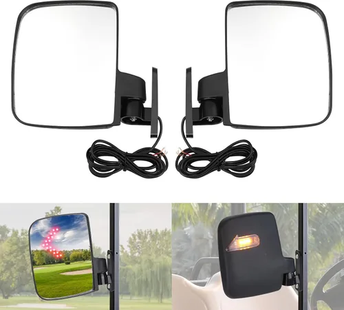 Miniatura 6 de KEMIMOTO Espejos laterales para carrito de golf con luces direccionales LED, espejos retrovisores universales compatibles con Club Car, EZGO, ICON