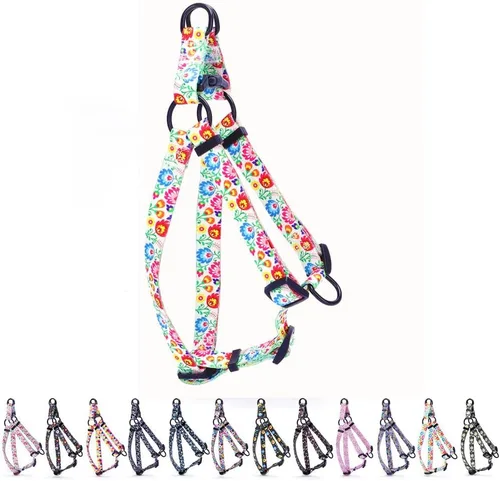 Miniatura 13 de Arnés para perro hembra, bonito patrón geométrico de triángulos geométricos, hebilla de liberación rápida, cuello halter ajustable para perros
