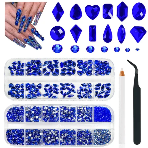 Miniatura 26 de qiipii Diamantes de imitación para uñas de amatista púrpura de múltiples formas de cristal con base plana K9, piedras de vidrio púrpura claro, gemas
