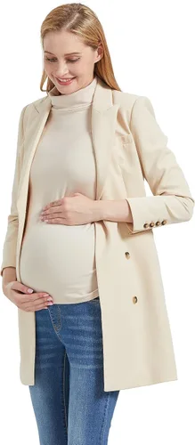 Miniatura 7 de Foucome Camisas de manga larga de cuello alto para maternidad, con forro polar, básicas, ajustadas, ropa interior térmica para embarazo