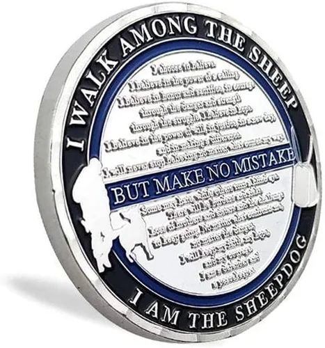 Miniatura 3 de Moneda de desafío de oficial de policía de línea azul fina, moneda de oración recoger