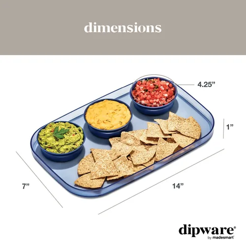 Miniatura 3 de madesmart dipware - Bandeja de 3 tazones, apilables y extraíbles para embutidos, guacomole, aperitivos, verduras, apto para lavavajillas