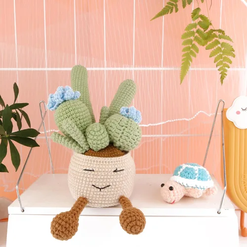 Miniatura 5 de Plantas de cactus de ganchillo a mano, plantas suculentas simuladas en macetas con flores tejidas de lana para el día del padre, día de la madre