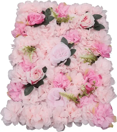 Miniatura 28 de Paneles de flores artificiales para decoración de pared, 6 piezas de rosas falsas, peonía, eucalipto, telón de fondo de pared de rosas para fiesta 6