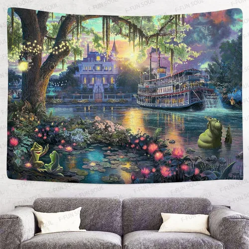 Miniatura 6 de F-FUN SOUL Tapiz del Palacio del Príncipe, franela suave de 40 x 30 pulgadas, tapiz para colgar en la pared de la isla psicodélica, para sala