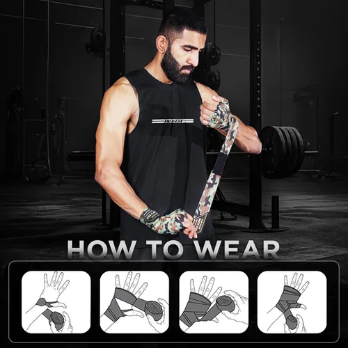 Miniatura 5 de WYOX Gel Boxing Hand Wraps for Men Women – Elasticated Padded Long Wrist Straps Cotton & Nylon Blend for Muay Thai MMA, Kickboxing, BJJ Combat