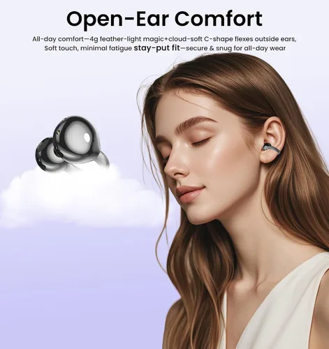 Miniatura 2 de Auriculares con clip, auriculares de oreja abierta inalámbricos Bluetooth 5.4, auriculares ligeros de oreja abierta con micrófono batería 59H