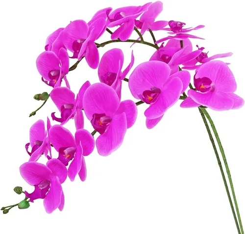 Miniatura 16 de Htmeing Flores artificiales de Phalaenopsis de 38 pulgadas, ramas de tacto real (no seda), flores de orquídeas para decoración de hogar, oficina