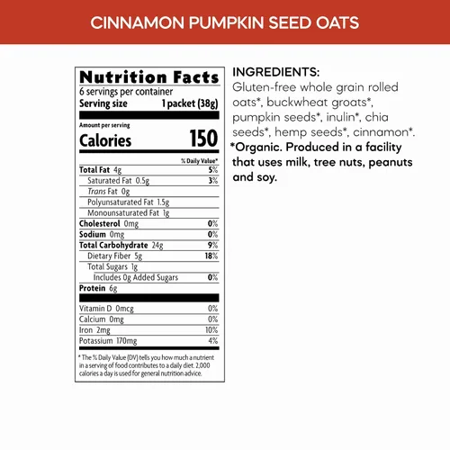 Miniatura 2 de Nature's Path Harina de avena instantánea orgánica con semillas de calabaza Qi'a y canela, 8 onzas (paquete de 6), sin gluten, sin OMG