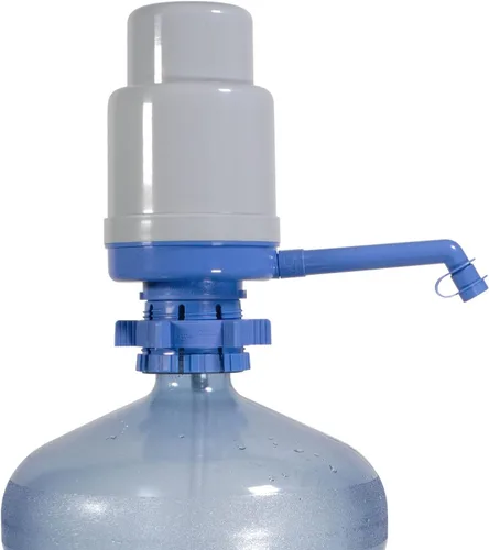 Dolphin - Bomba de agua manual para botellas de 2 a 6 galones, dispensador de agua manual azul a presión, bomba de presión con un tubo extra corto,
