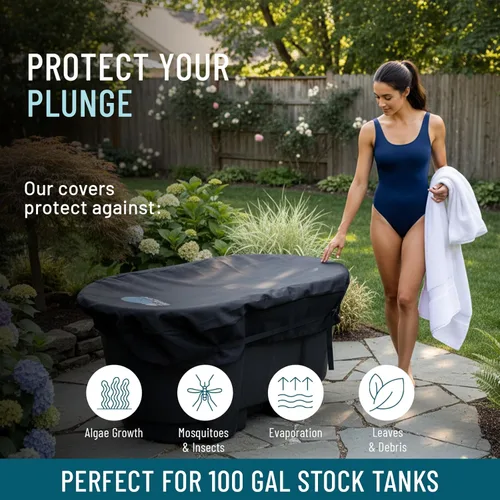 Miniatura 4 de Polar Protector - Cubierta para Tanque de Reserva Ovalado de 100 Galones Terapia de Agua con Hielo Cubierta para Baño de Hielo Cubierta de Agua Fría