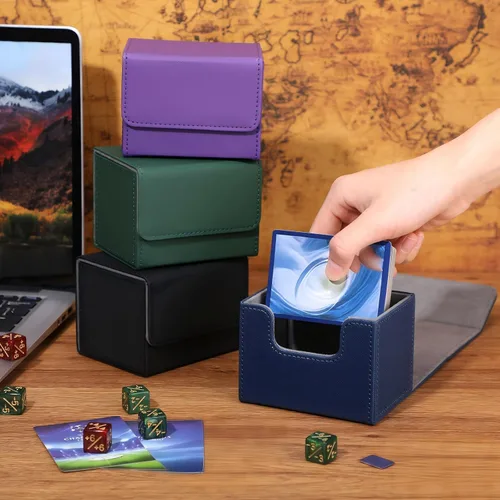 Miniatura 5 de Yookeer 4 Piezas Cajas de Cartas de Mazo de Cuero Caja de Juego de Mazo de Cartas para Caja de Cartas de Juego Coleccionables Compatible con MTG