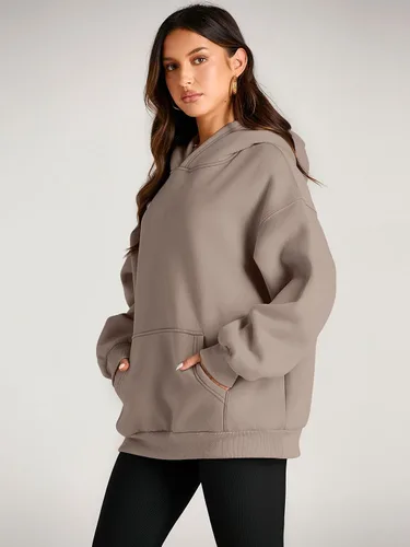 Miniatura 2 de EFAN - Sudadera con capucha para mujer - Sudadera de vellón sobredimensionada con mangas largas para otoño e invierno, ropa de moda inspirada