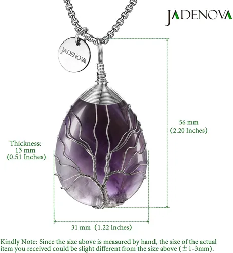 Miniatura 4 de JADENOVA Collar de cristal curativo para mujer, colgante de árbol de la familia, árbol genealógico, joyería envuelta en alambre, colgante de lágrima