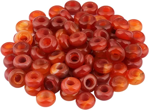 Miniatura 31 de SUNYIK Abalorios sueltos de jade amarillo con agujero grande (0.236 pulgadas), cuentas europeas para pulseras y joyas, paquete de 20 Jade