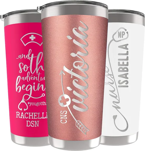 Miniatura 26 de Vaso de enfermera personalizado de 20 onzas con tapa, ejército, grabado con láser, regalos de agradecimiento para enfermeras, regalos de graduación
