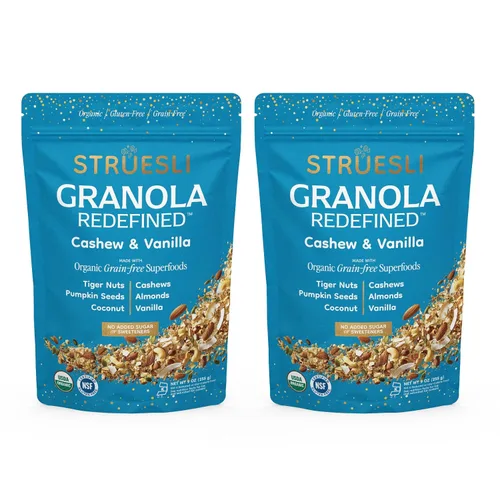 Miniatura 19 de Struesli Cacao + Café Orgánica Granola, Sin Granos y Sin Gluten, Bocadillos Saludables con Cacao, Café, Frutos de Chufa, Nueces Pecanas, Nueces