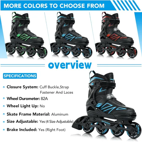 Miniatura 6 de PAPAISON Patines en línea para niños de 5 a 8 años, 8 a 12 años, tamaño ajustable, patines con cuchillas para principiantes para niños y jóvenes Azul