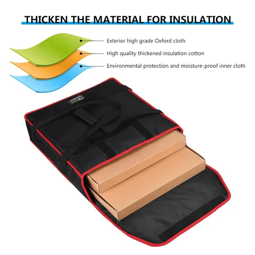 Miniatura 5 de Bolsas de pizza para entrega de 18" x 18" x 5" - Sin humedad, calentador térmico profesional de pizza, transportador de alimentos de alta