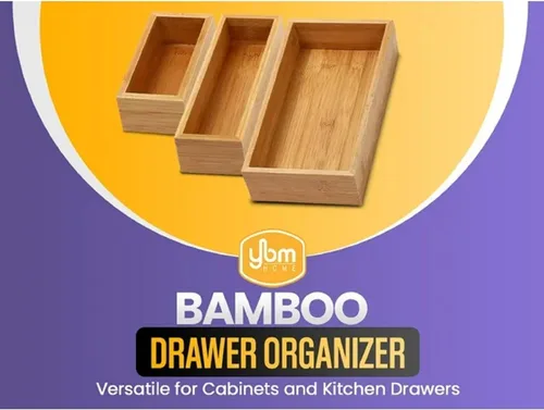 Miniatura 6 de YBM HOME Caja organizadora de cajones de bambú para cajón de cocina, oficina, dormitorio, habitación de los niños, manualidades, costura y baño