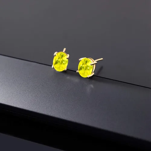 Miniatura 41 de Gem Stone King Aretes de oro de 14 quilates con piedra natal ovalada de 0.315 x 0.236 in Aretes de oro para mujer