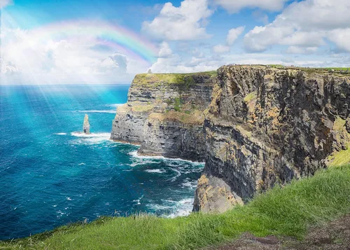 Playjig's Ireland Puzzle: 1000 piezas con un arco iris sobre los acantilados de Moher, Munster, Irlanda