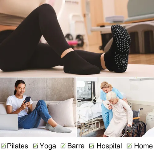 Miniatura 6 de Calcetines de pilates para mujer, calcetines acolchados antideslizantes para yoga, hospital, barras, deportes para el hogar, calcetines 24 pares