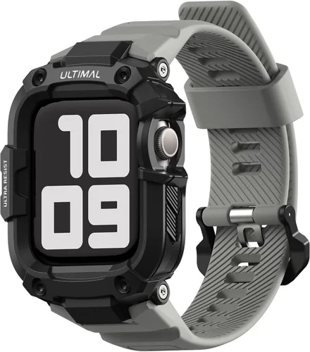 Miniatura 9 de ULTIMAL - Correa resistente con estuche para Apple Watch Ultra 3/2/1 (49 mm) y SE 3/2/1 y Series 11 10 9 8 7 6 5 4 (46 mm/45 mm/44 mm), correa Negro