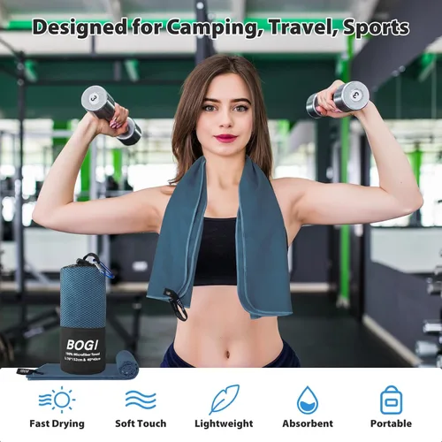 Miniatura 6 de BOGI Toalla de Microfibra Deportiva de Viaje - Secado Rápido, Suave, Ligera, Absorbente, Compacta para Acampar, Gimnasio, Yoga, Natación, Senderismo