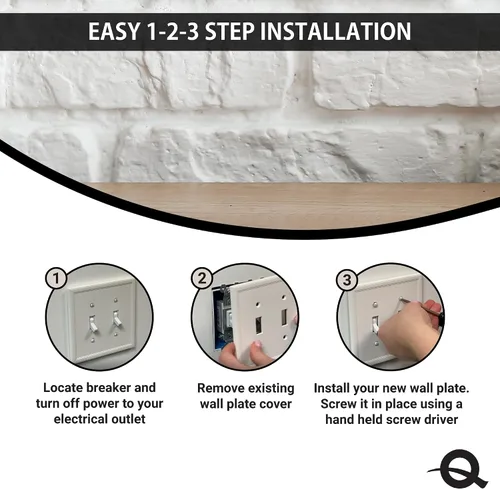 Miniatura 5 de Questech Cubiertas de interruptor de luz, placas aisladas de pared de palanca única para enchufes eléctricos, placas de interruptor único de 1