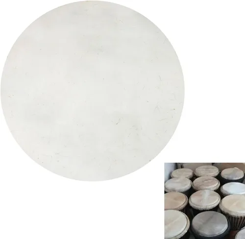 Miniatura 3 de 13.8 in de diámetro de piel de cabra redonda cabeza para tambor bongo piezas beige paquete de 2