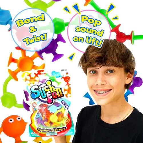 Miniatura 3 de JA-RU Apiladores de succión con ventosa (1 paquete, 9 piezas) de forma hexagonal, rótulas y criaturas Juguetes de baño de succión para niños. Juego