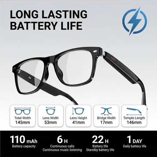 Miniatura 6 de Lentes de traducción inteligente AI, traductor de voz en 164 idiomas, gafas Bluetooth de oreja abierta con altavoces, lentes fotocrómicas, batería