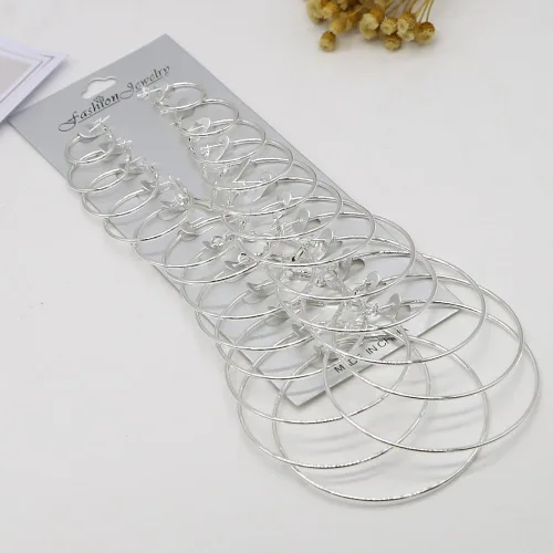 Miniatura 2 de Juego de 12 pares de aretes de aro con círculo grande, joyería de moda para mujeres y niñas, diámetro 2-7.5cm