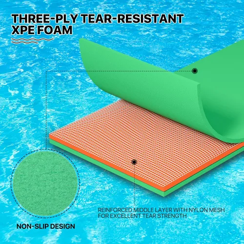 Miniatura 5 de MADOG - Alfombra de agua flotante para exteriores, para adultos, flotadores gigantes de piscina de 12 pies/18 pies para piscina, lago y océano, 3