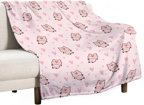 Miniatura 20 de Manta de cerdo para regalo, manta de franela polar de 50 x 60 pulgadas, suave para niñas, niños y adultos, ligera, cómoda, cálida manta con temática