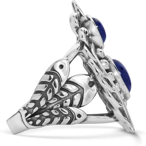 Miniatura 3 de Anillo Naja de plata de ley de American West con diseño de lapislázuli azul, turquesa o nácar, talla 5 a 10