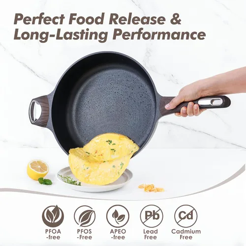 Miniatura 4 de SENSARTE Sartén antiadherente con tapa, sartén de 12 pulgadas, sartén antiadherente de 5 cuartos con tapa, sartén de inducción, sartén saludable