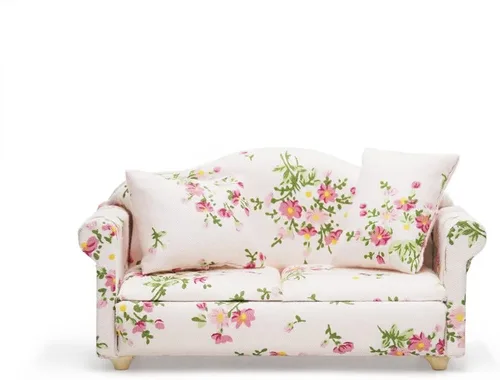 Odoria 1/12 Sofá sillón miniatura para casa de muñecas, accesorios de muebles, rosa
