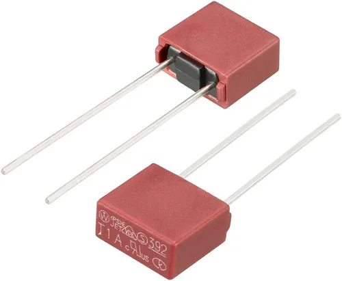 Miniatura 4 de uxcell® 20pcs DIP montado en miniatura cuadrado lento golpe micro fusible T1A 1A 250V rojo