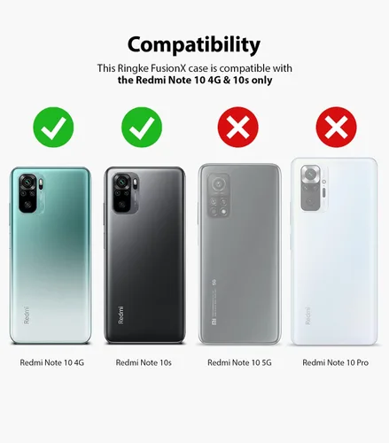 Miniatura 2 de Ringke Fusion-X - Funda compatible con Xiaomi Redmi Note 10, Redmi Note 10S, parte trasera transparente, resistente, a prueba de golpes, TPU