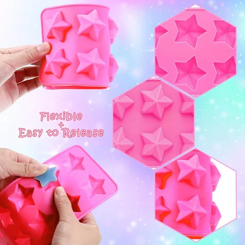 Miniatura 3 de 4 moldes de silicona en forma de estrella de cinco puntas, moldes antiadherentes para fondant de chocolate, dulces, cubitos de hielo, decoración