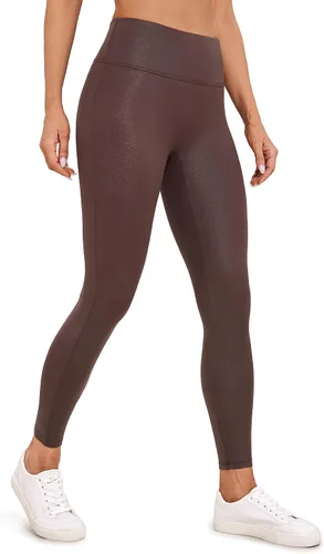 CRZ YOGA Butterluxe - Leggings de piel sintética mate para mujer, 26.5 pulgadas, sin costuras frontales, cintura alta, elásticos, pantalones de piel
