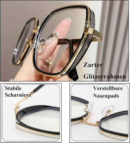 Miniatura 4 de Gafas grandes con bloqueo de luz azul para mujeres y hombres, elegantes lentes de metal Retr Anti-UV Antifatiga Anti-Blue Eye Glasses