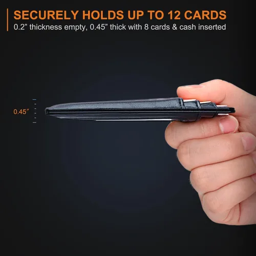 Miniatura 5 de Buffway - Billetera delgada minimalista de cuero con protección RFID para hombre y mujer